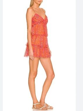 Trixxi Tiered Orange Spaghetti-Strap Mini Dress